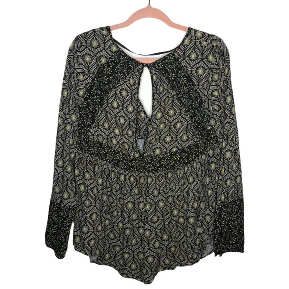 FREE PEOPLE Rolling Hills Bell Sleeve Floral Boho Tunic Festival Blouse - Picture 6 of 11